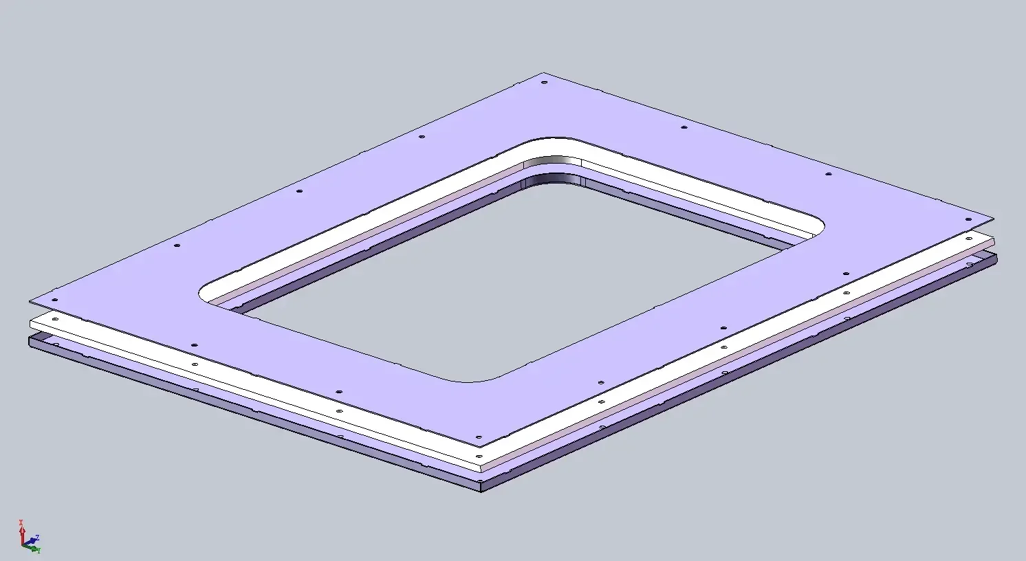 3D CAD schematic of steel plate sandwich lead shielding panel for CT cabinet door
