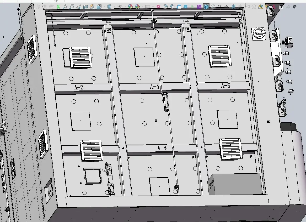 CAD technical drawing of custom industrial CT radiation shielding housing for NDT, battery inspection and semiconductor cleanroom equipment