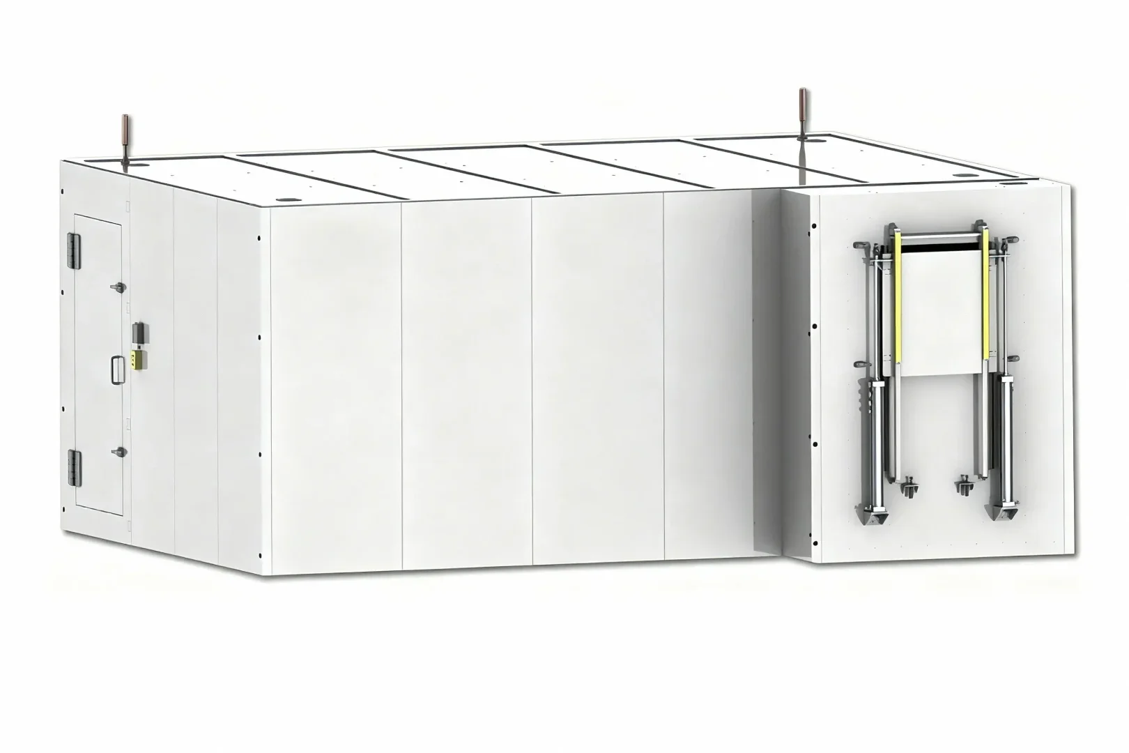 Sheet metal radiation shield enclosure for automated lithium battery X-ray CT production line